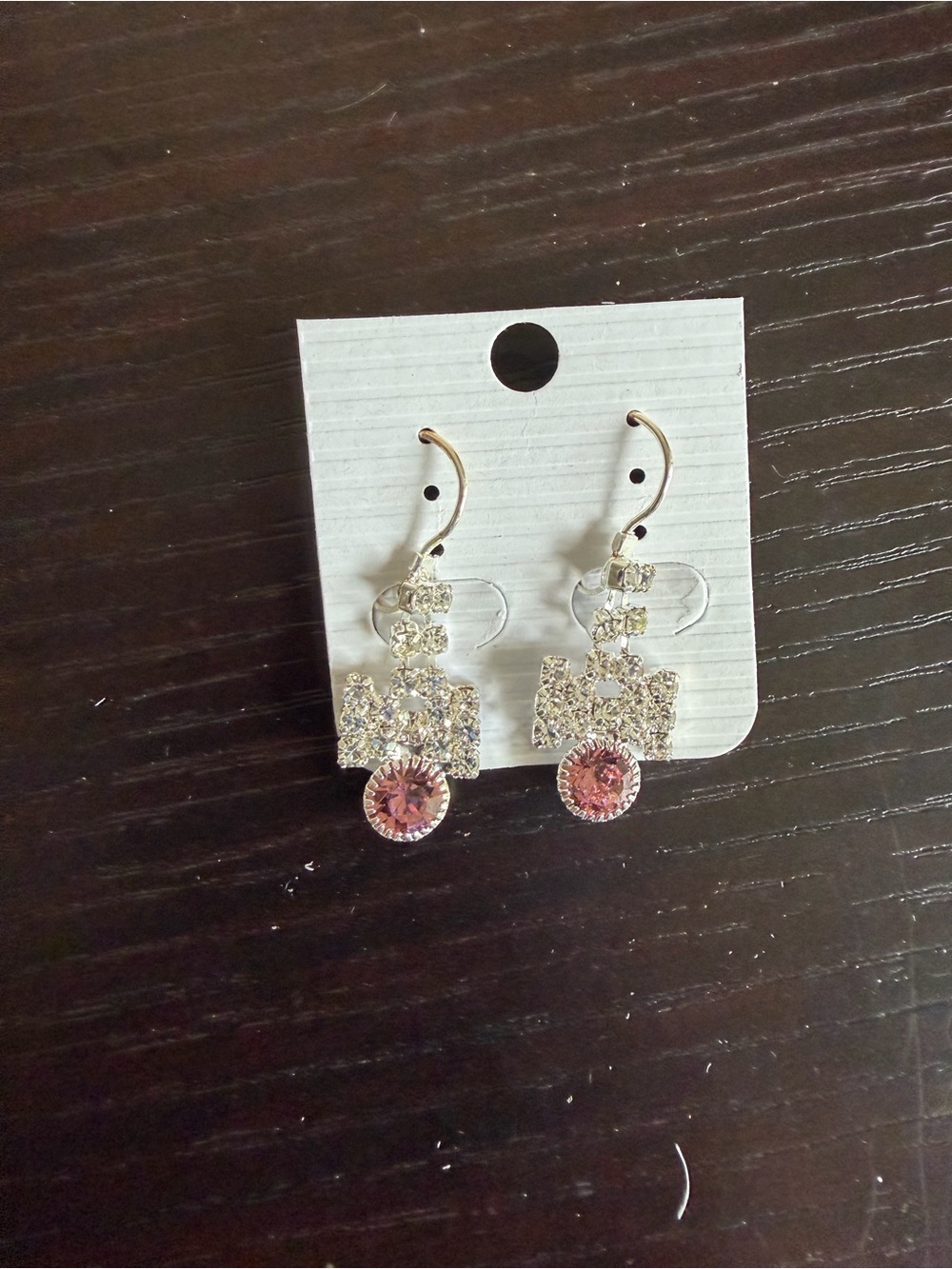 Elegant Pink Crystal Drop Earrings with Sparkling Rhinestones